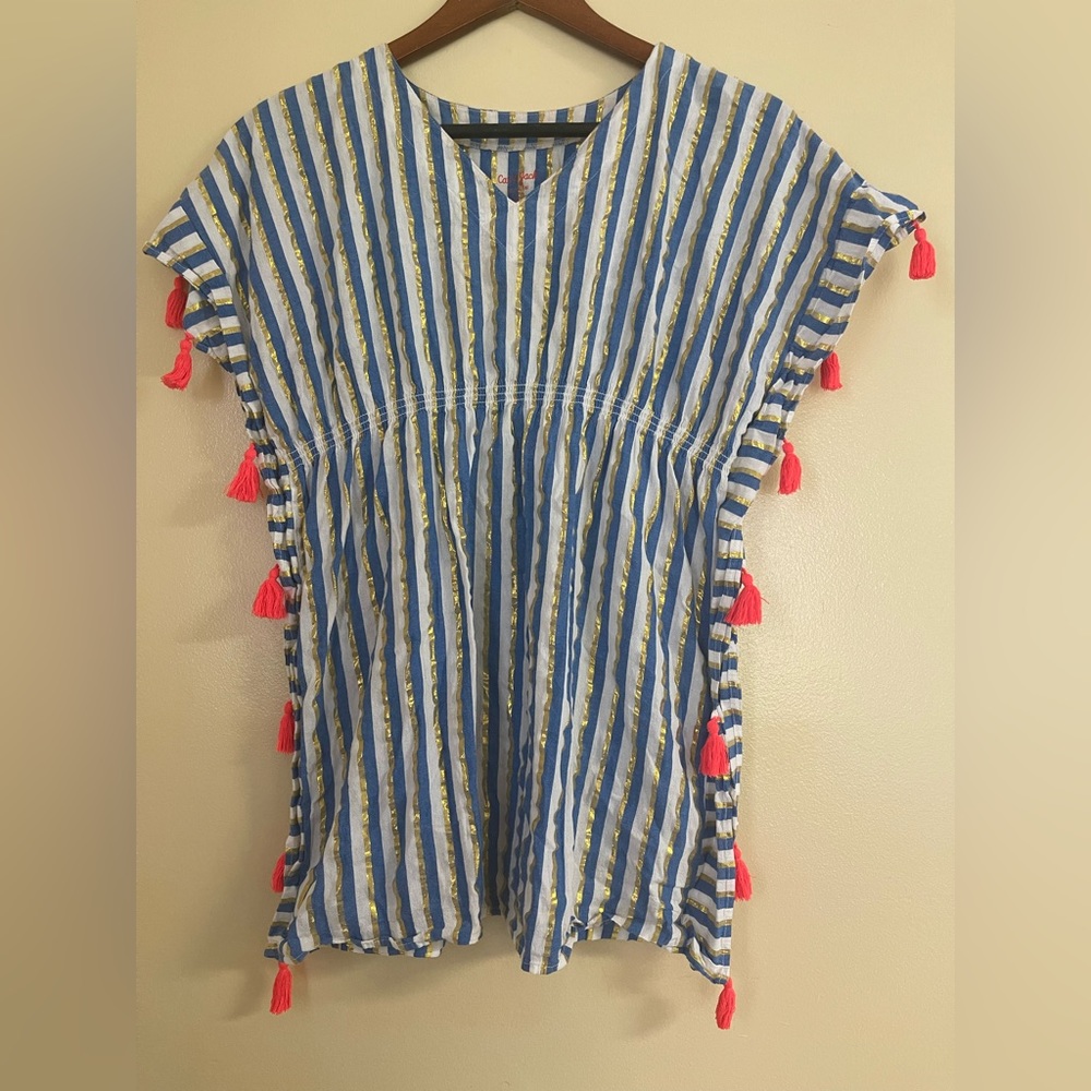 Cat & Jack Gold & Navy Side Tassel Swim Coverup Tunic Size XL